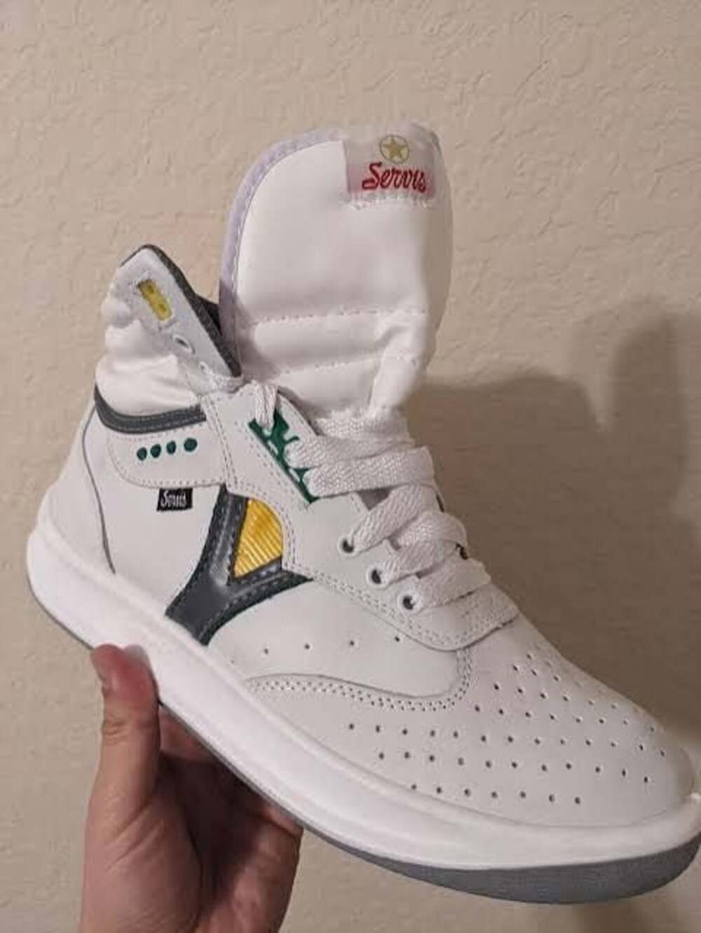 Servis Cheetah High-Top Sneakers White/Green/Yellow US M 10